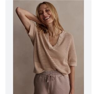 Varley Callie Knit Top In Beige S NWT